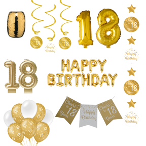 18 jaar Verjaardag Versiering Pakket Gold