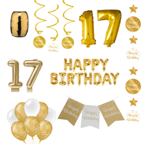 17 jaar Verjaardag Versiering Pakket Gold