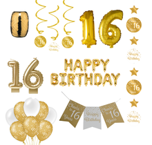 16 jaar Verjaardag Versiering Pakket Gold