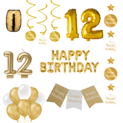 12 jaar Verjaardag Versiering Pakket Gold 12 jaar Verjaardag Versiering Pakket Gold
