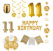 11 jaar Verjaardag Versiering Pakket Gold