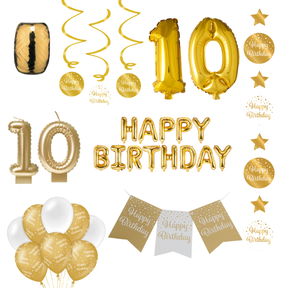 10 jaar Verjaardag Versiering Pakket Gold