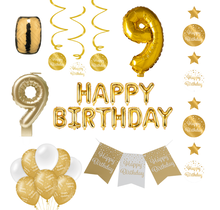 9 jaar Verjaardag Versiering Pakket Gold