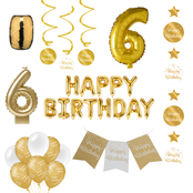 6 jaar Verjaardag Versiering Pakket Gold