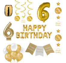 6 jaar Verjaardag Versiering Pakket Gold