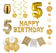 5 jaar Verjaardag Versiering Pakket Gold