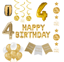 4 jaar Verjaardag Versiering Pakket Gold