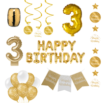 3 jaar Verjaardag Versiering Pakket Gold