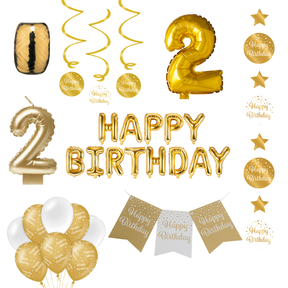 2 jaar Verjaardag Versiering Pakket Gold