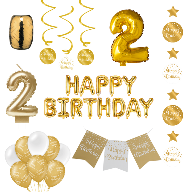 2 jaar Verjaardag Versiering Pakket Gold