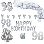 98 jaar Verjaardag Versiering Pakket Zilver XL