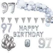 97 jaar Verjaardag Versiering Pakket Zilver XL