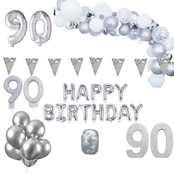 90 jaar Verjaardag Versiering Pakket Zilver XL 90 jaar Verjaardag Versiering Pakket Zilver XL
