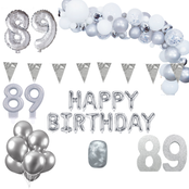 89 jaar Verjaardag Versiering Pakket Zilver XL