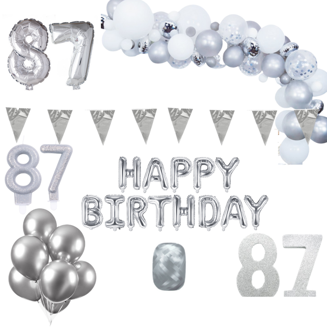 87 jaar Verjaardag Versiering Pakket Zilver XL