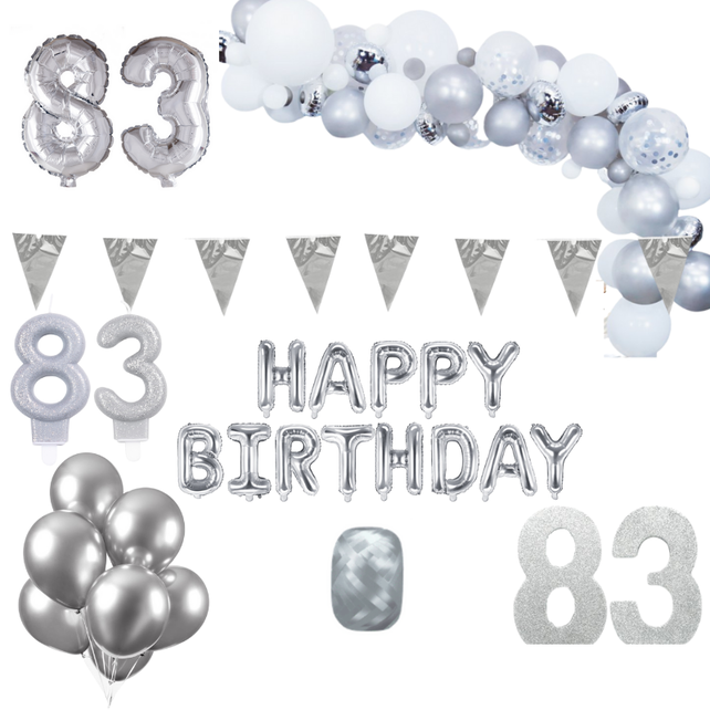 83 jaar Verjaardag Versiering Pakket Zilver XL