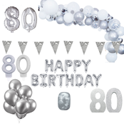 80 jaar Verjaardag Versiering Pakket Zilver XL