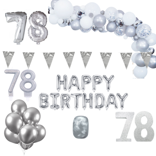 78 jaar Verjaardag Versiering Pakket Zilver XL