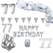 77 jaar Verjaardag Versiering Pakket Zilver XL