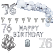 76 jaar Verjaardag Versiering Pakket Zilver XL 76 jaar Verjaardag Versiering Pakket Zilver XL