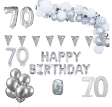 70 jaar Verjaardag Versiering Pakket Zilver XL