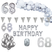 68 jaar Verjaardag Versiering Pakket Zilver XL