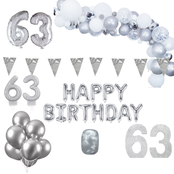 63 jaar Verjaardag Versiering Pakket Zilver XL