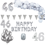 46 jaar Verjaardag Versiering Pakket Zilver XL