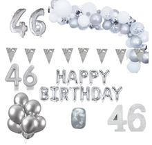 46 jaar Verjaardag Versiering Pakket Zilver XL