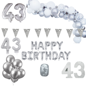 43 jaar Verjaardag Versiering Pakket Zilver XL