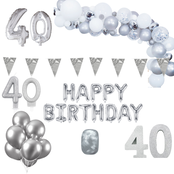 40 jaar Verjaardag Versiering Pakket Zilver XL