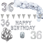 36 jaar Verjaardag Versiering Pakket Zilver XL
