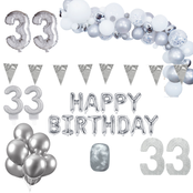 33 jaar Verjaardag Versiering Pakket Zilver XL