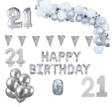 21 jaar Verjaardag Versiering Pakket Zilver XL