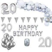 20 jaar Verjaardag Versiering Pakket Zilver XL