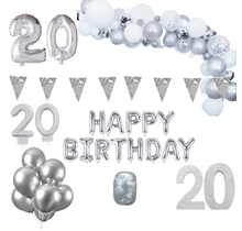 20 jaar Verjaardag Versiering Pakket Zilver XL