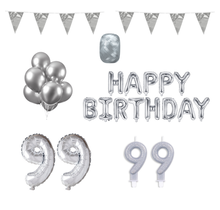 99 jaar Verjaardag Versiering Pakket zilver