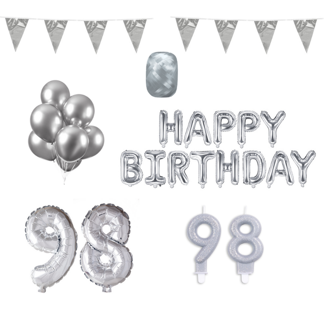 98 jaar Verjaardag Versiering Pakket zilver