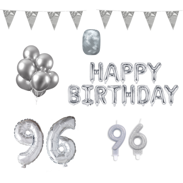 96 jaar Verjaardag Versiering Pakket zilver