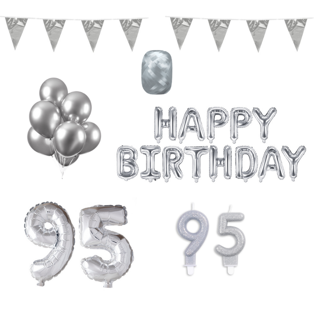 95 jaar Verjaardag Versiering Pakket zilver