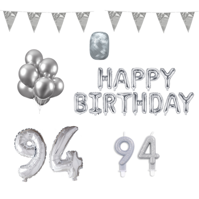 94 jaar Verjaardag Versiering Pakket zilver