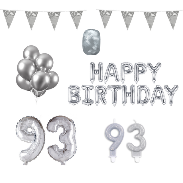 93 jaar Verjaardag Versiering Pakket zilver