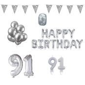 91 jaar Verjaardag Versiering Pakket zilver