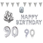 90 jaar Verjaardag Versiering Pakket zilver