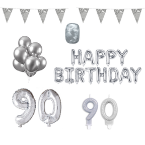 90 jaar Verjaardag Versiering Pakket zilver