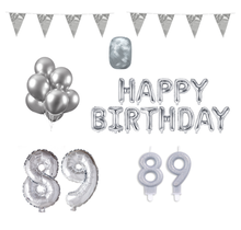 89 jaar Verjaardag Versiering Pakket zilver