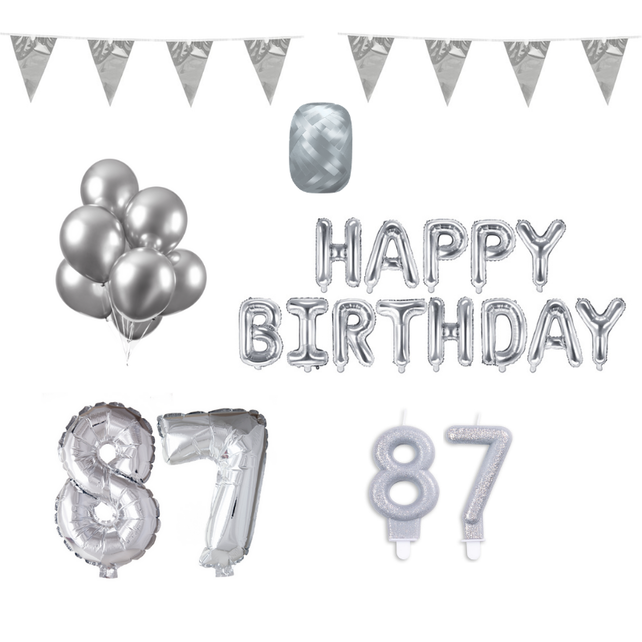 87 jaar Verjaardag Versiering Pakket zilver