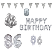 86 jaar Verjaardag Versiering Pakket zilver