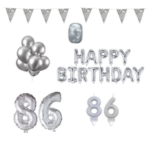 86 jaar Verjaardag Versiering Pakket zilver