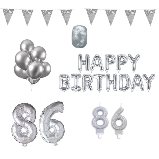 86 jaar Verjaardag Versiering Pakket zilver